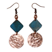 Patina Square & Round Earrings