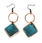 Geo Patina Square Earrings