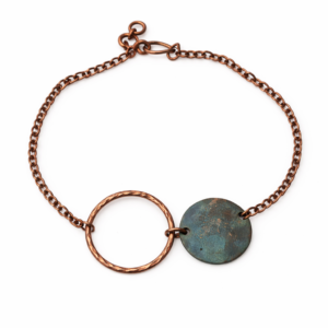 Patina Disc & Hammered Circle Necklace